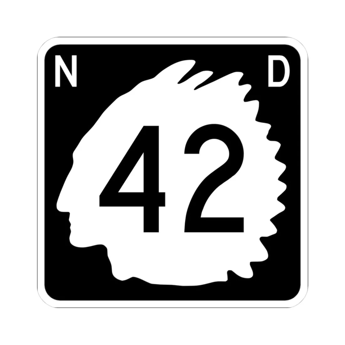 North Dakota 42 (North Dakota) (Road Sign) STICKER Vinyl Kiss-Cut Decal 3 Inch White - The Sticker Space