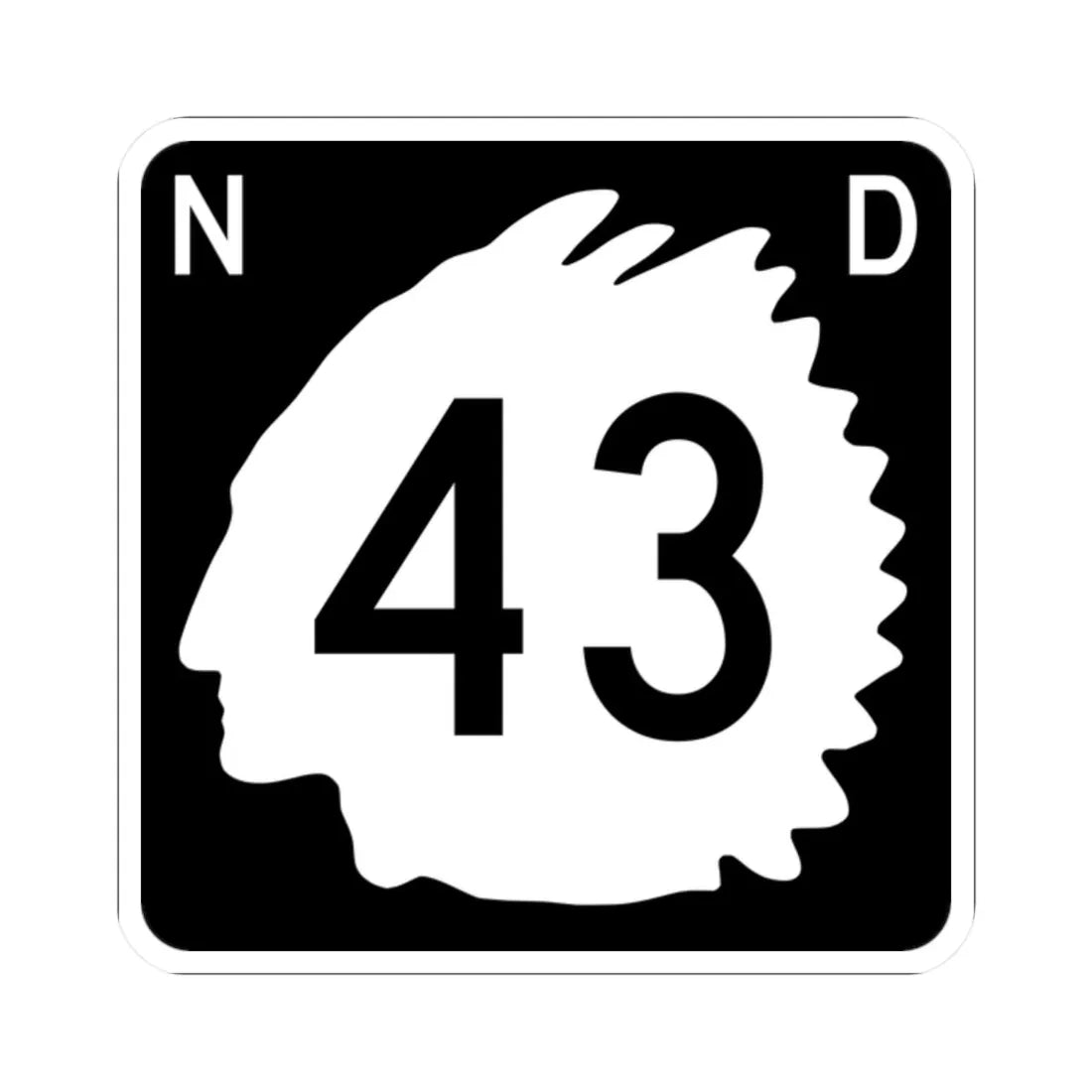 North Dakota 43 (North Dakota) (Road Sign) STICKER Vinyl Kiss-Cut Decal 2 Inch White - The Sticker Space