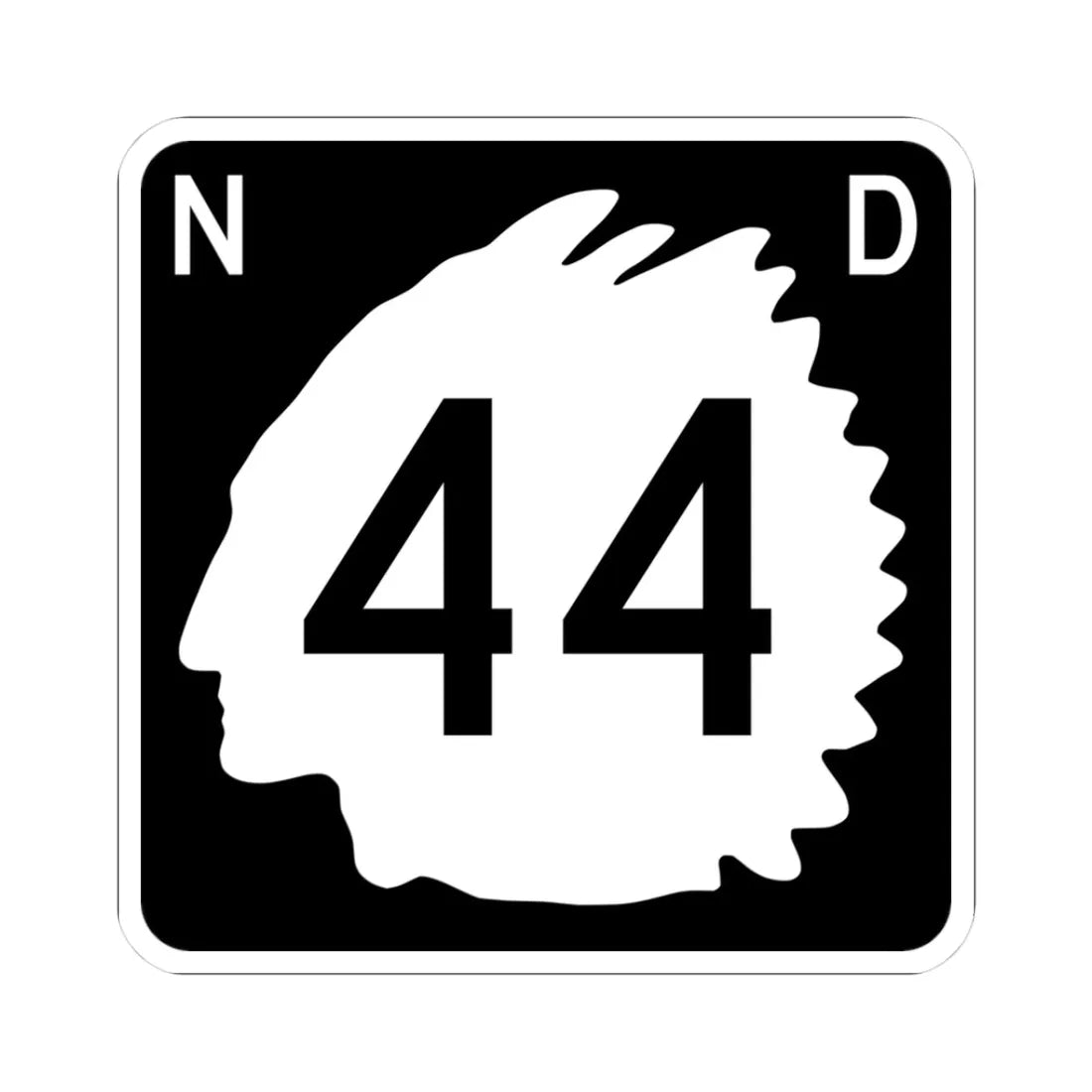North Dakota 44 (North Dakota) (Road Sign) STICKER Vinyl Kiss-Cut Decal 3 Inch White - The Sticker Space