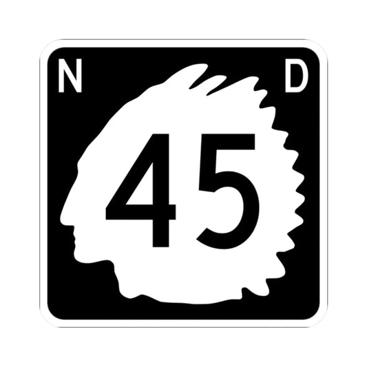 North Dakota 45 (North Dakota) (Road Sign) STICKER Vinyl Kiss-Cut Decal 2 Inch White - The Sticker Space