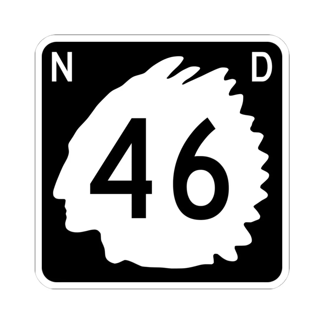 North Dakota 46 (North Dakota) (Road Sign) STICKER Vinyl Kiss-Cut Decal 4 Inch White - The Sticker Space