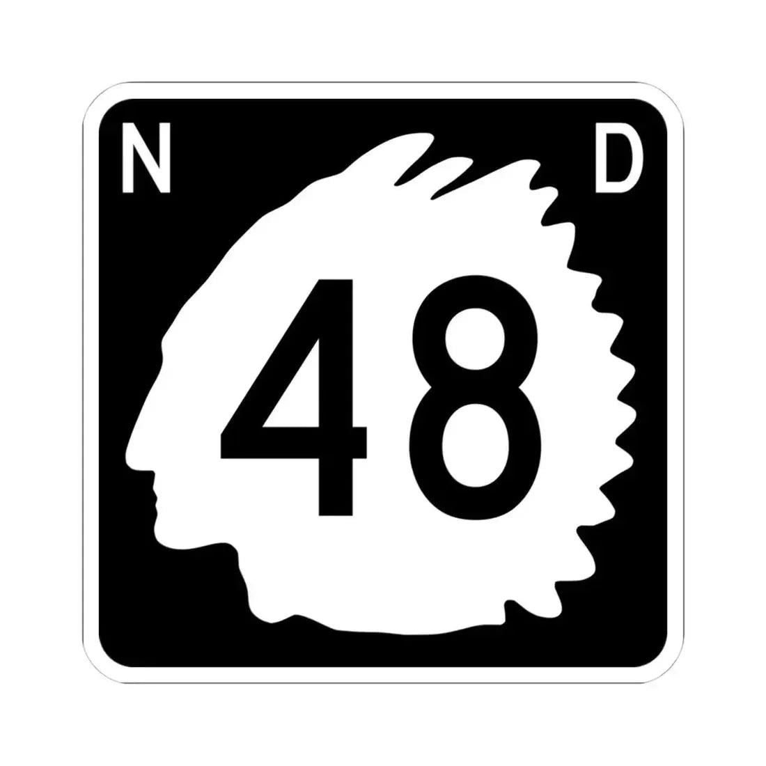 North Dakota 48 (North Dakota) (Road Sign) STICKER Vinyl Kiss-Cut Decal 4 Inch White - The Sticker Space
