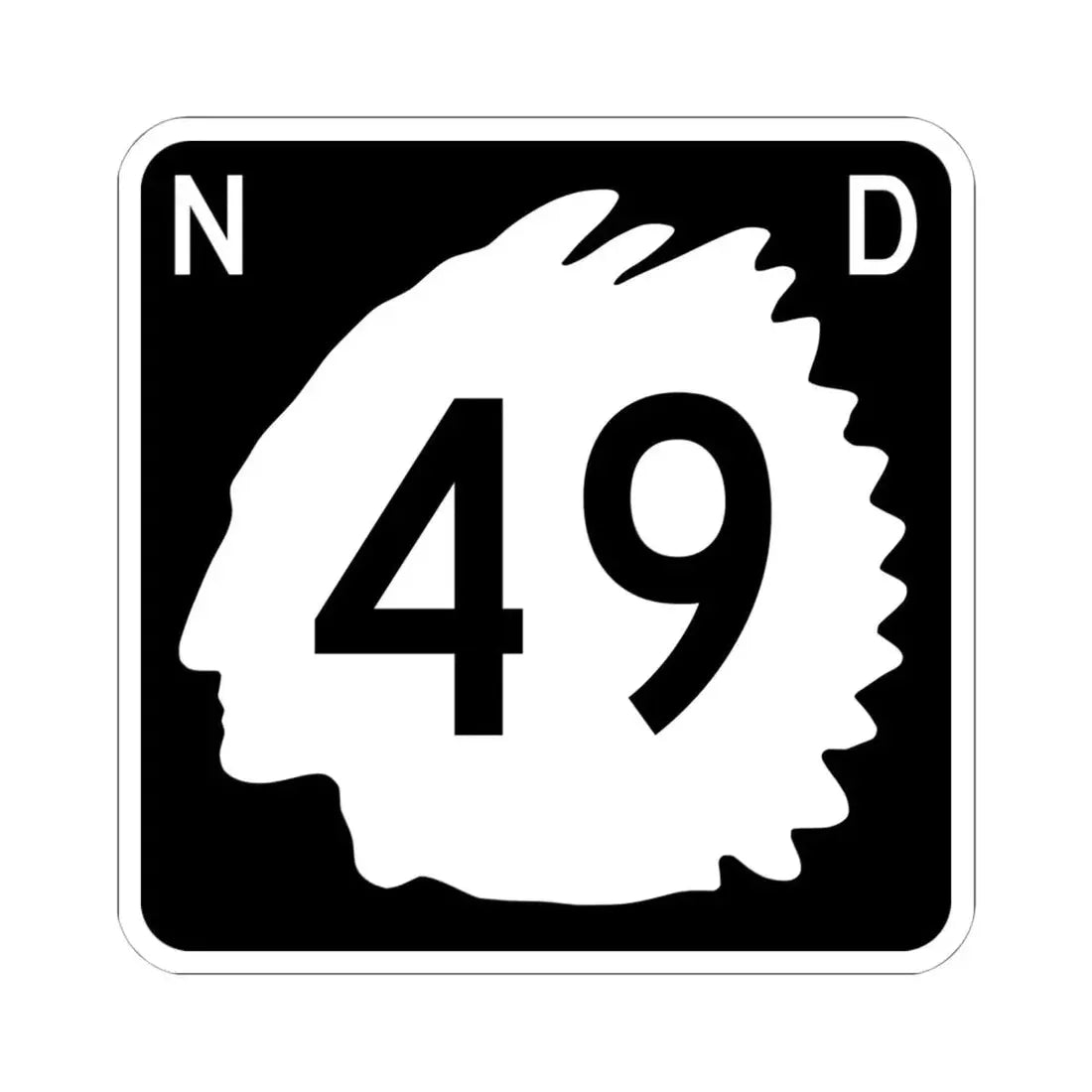 North Dakota 49 (North Dakota) (Road Sign) STICKER Vinyl Kiss-Cut Decal 6 Inch White - The Sticker Space