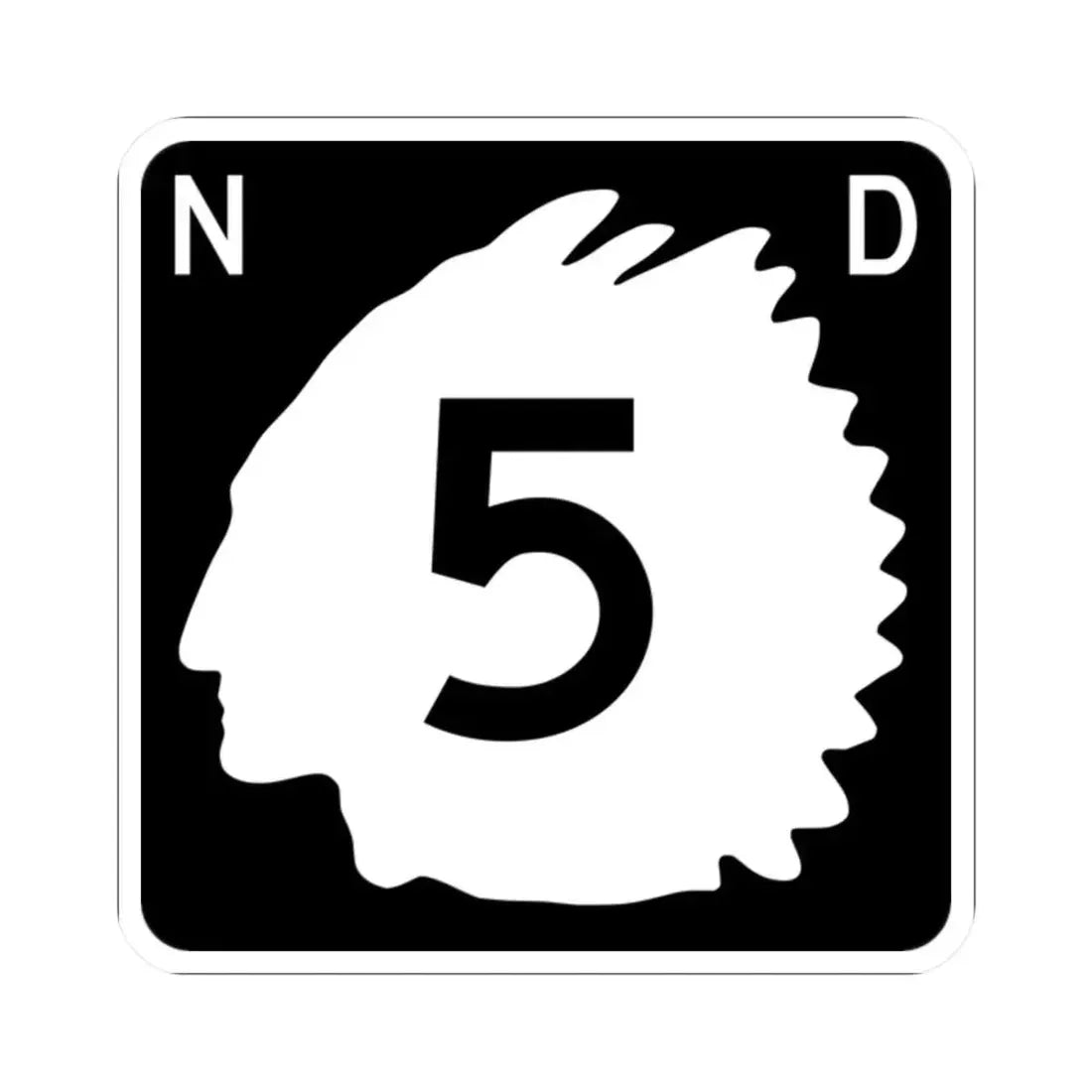 North Dakota 5 (North Dakota) (Road Sign) STICKER Vinyl Kiss-Cut Decal 2 Inch White - The Sticker Space