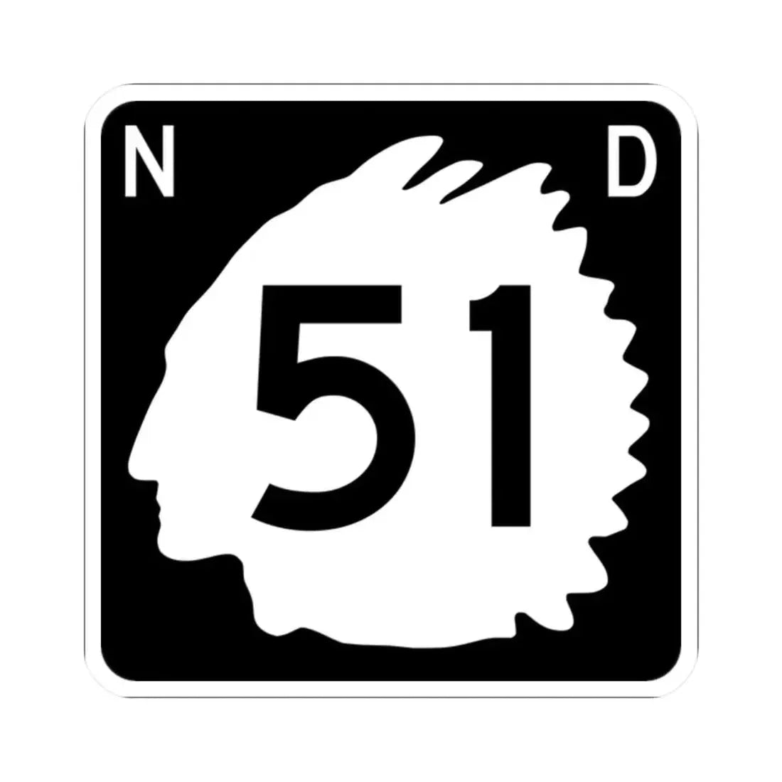 North Dakota 51 (North Dakota) (Road Sign) STICKER Vinyl Kiss-Cut Decal 2 Inch White - The Sticker Space