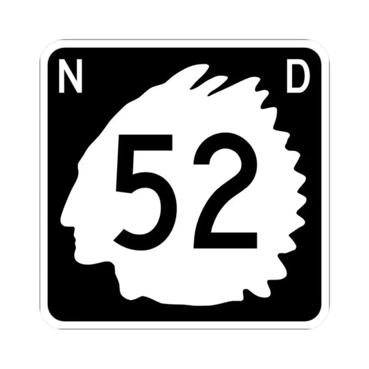 North Dakota 52 (North Dakota) (Road Sign) STICKER Vinyl Kiss-Cut Decal 2 Inch White - The Sticker Space