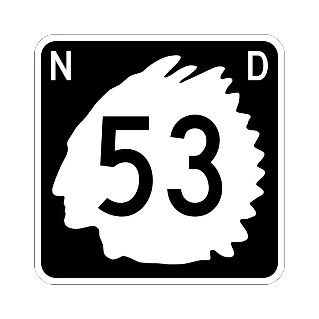 North Dakota 53 (North Dakota) (Road Sign) STICKER Vinyl Kiss-Cut Decal 6 Inch White - The Sticker Space