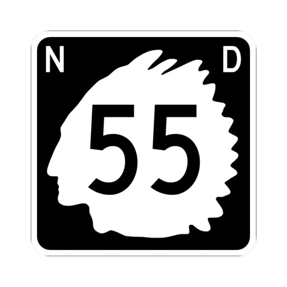 North Dakota 55 (North Dakota) (Road Sign) STICKER Vinyl Kiss-Cut Decal 2 Inch White - The Sticker Space