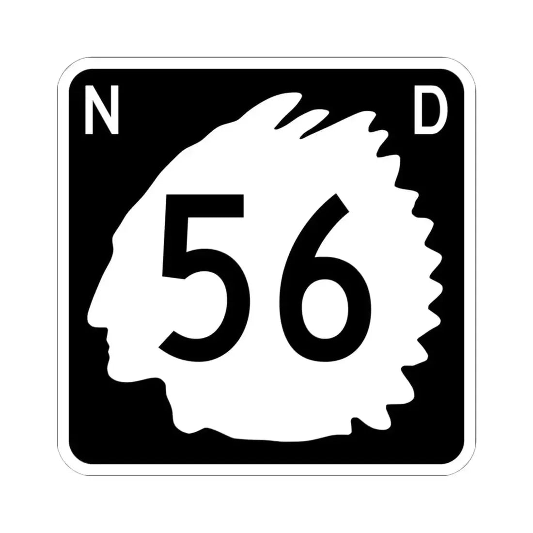 North Dakota 56 (North Dakota) (Road Sign) STICKER Vinyl Kiss-Cut Decal 6 Inch White - The Sticker Space