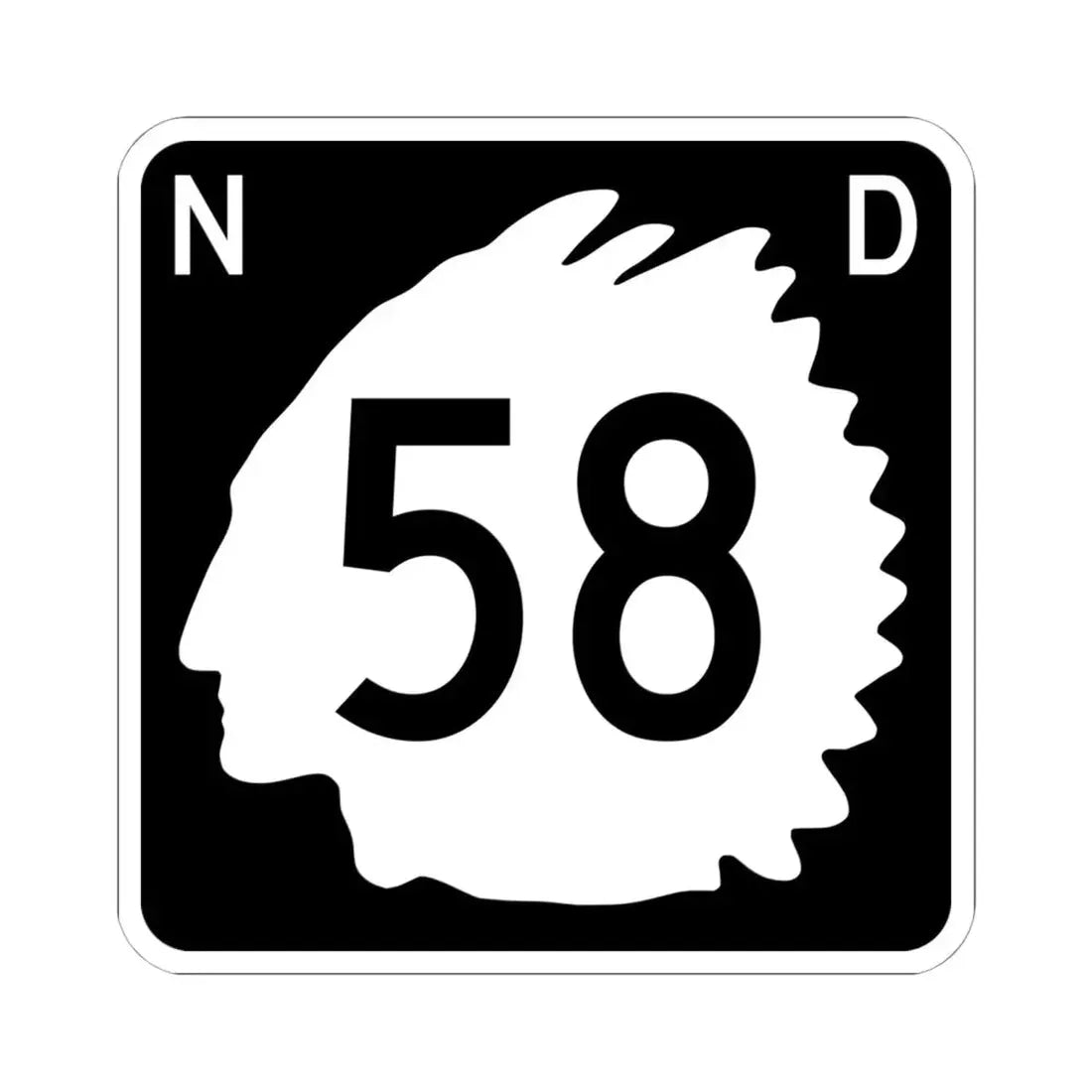 North Dakota 58 (North Dakota) (Road Sign) STICKER Vinyl Kiss-Cut Decal 6 Inch White - The Sticker Space