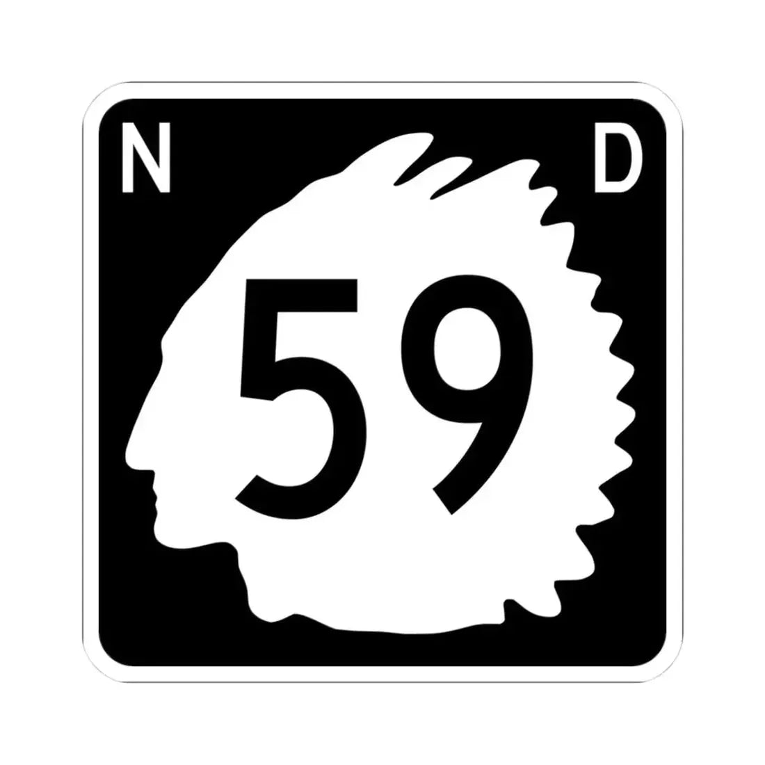 North Dakota 59 (North Dakota) (Road Sign) STICKER Vinyl Kiss-Cut Decal 3 Inch White - The Sticker Space
