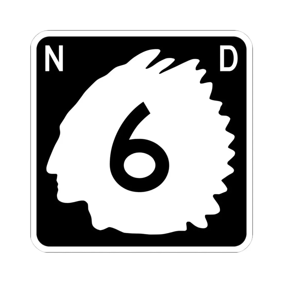 North Dakota 6 (North Dakota) (Road Sign) STICKER Vinyl Kiss-Cut Decal 4 Inch White - The Sticker Space