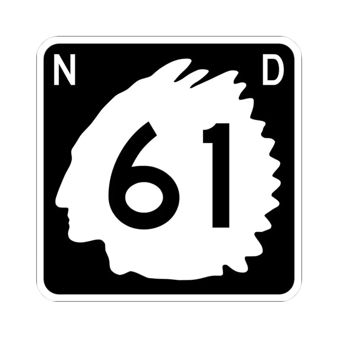 North Dakota 61 (North Dakota) (Road Sign) STICKER Vinyl Kiss-Cut Decal - The Sticker Space