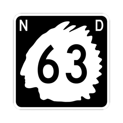 North Dakota 63 (North Dakota) (Road Sign) STICKER Vinyl Kiss-Cut Decal 3 Inch White - The Sticker Space