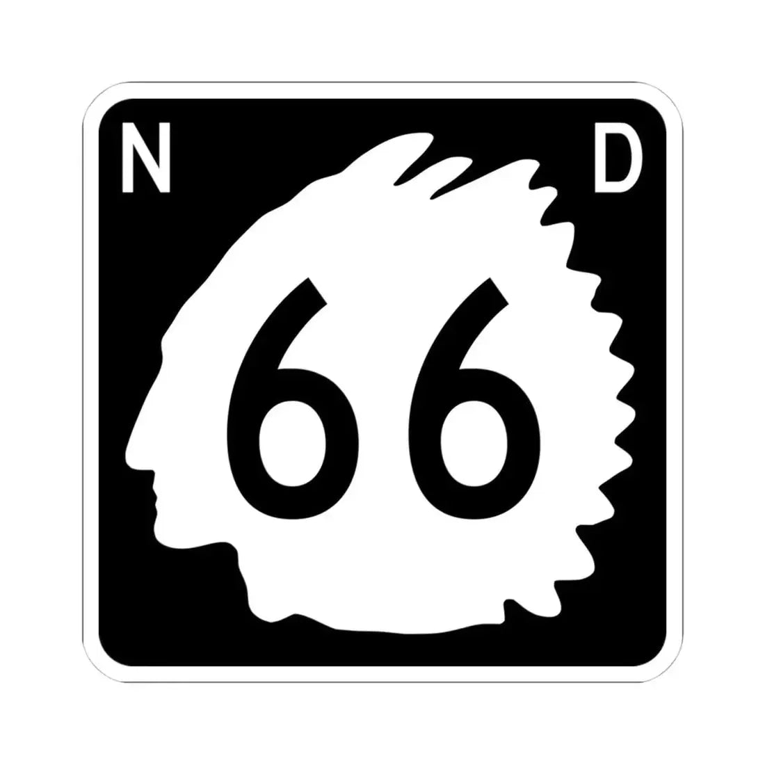 North Dakota 66 (North Dakota) (Road Sign) STICKER Vinyl Kiss-Cut Decal 4 Inch White - The Sticker Space