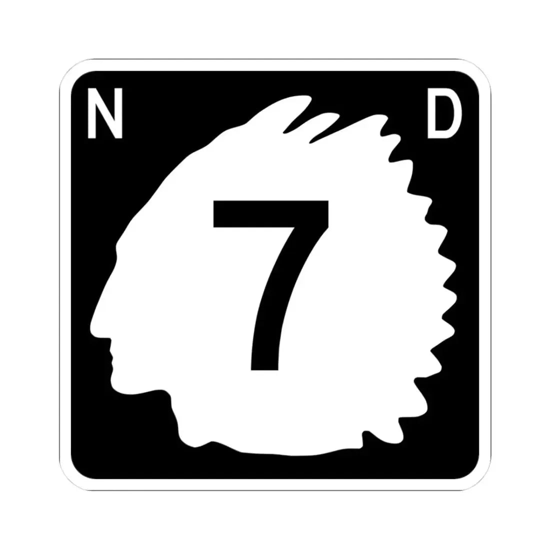 North Dakota 7 (North Dakota) (Road Sign) STICKER Vinyl Kiss-Cut Decal 3 Inch White - The Sticker Space