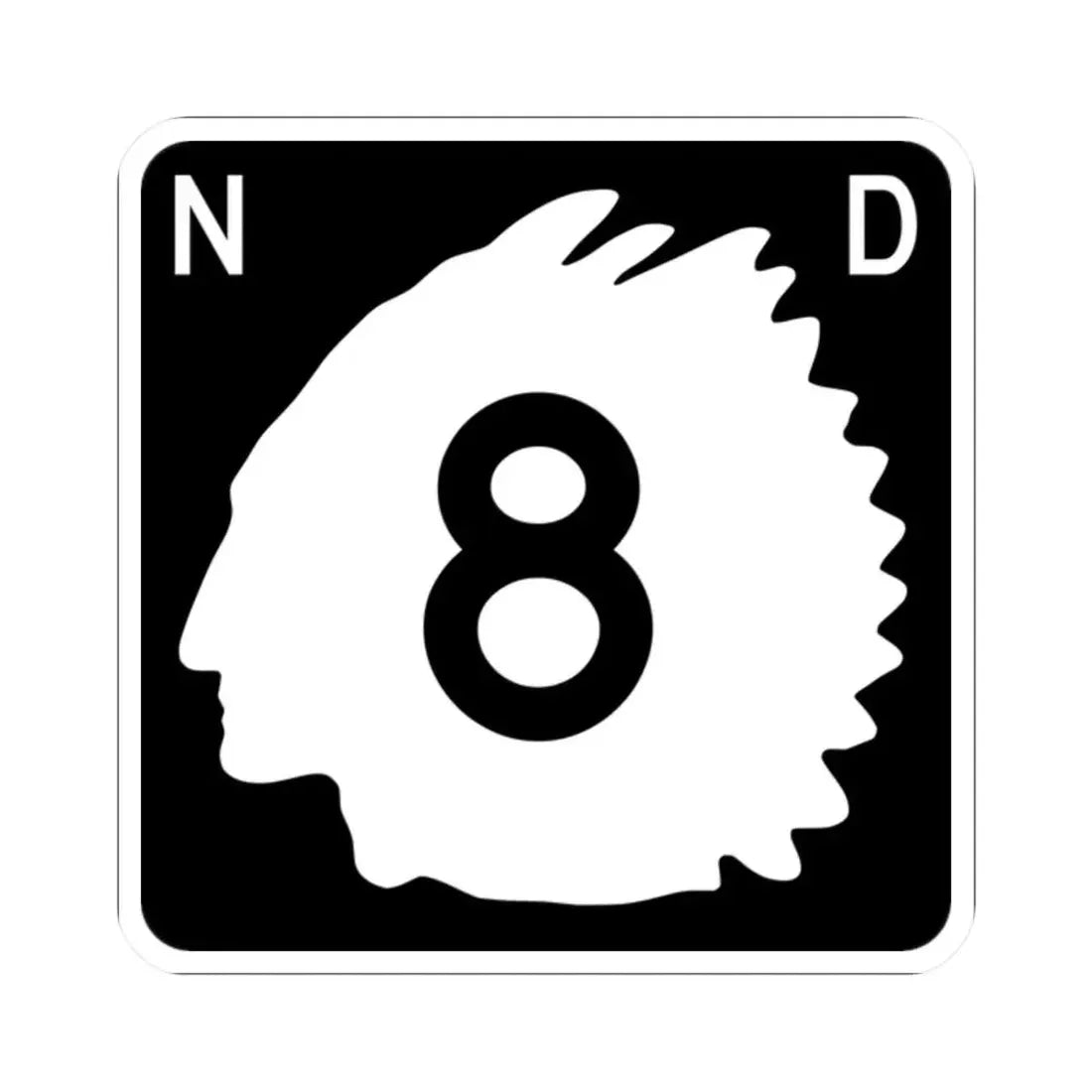 North Dakota 8 (North Dakota) (Road Sign) STICKER Vinyl Kiss-Cut Decal 2 Inch White - The Sticker Space