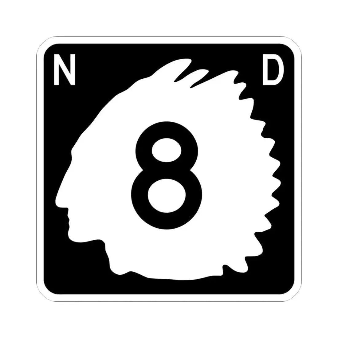 North Dakota 8 (North Dakota) (Road Sign) STICKER Vinyl Kiss-Cut Decal 4 Inch White - The Sticker Space