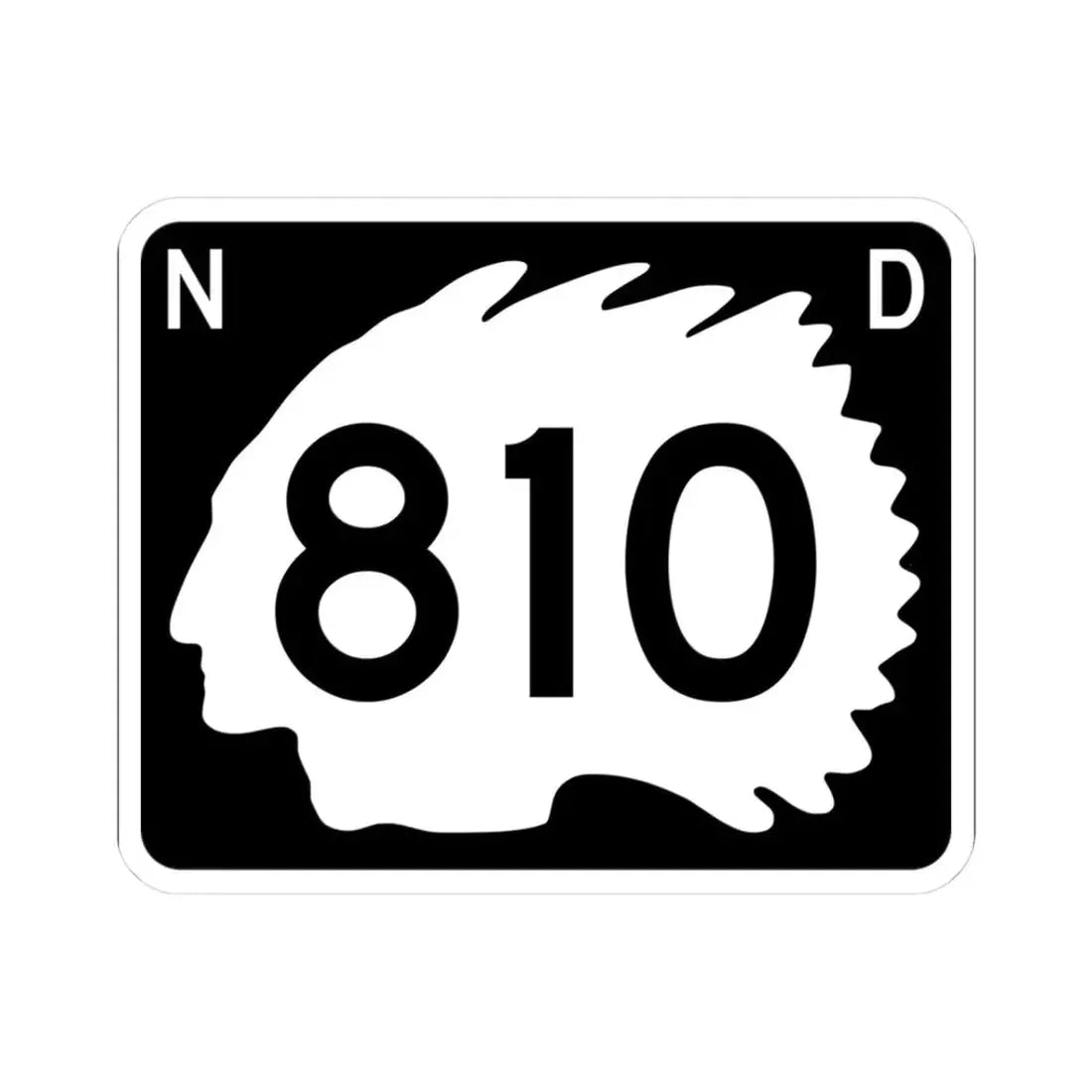 North Dakota 810 (North Dakota) (Road Sign) STICKER Vinyl Kiss-Cut Decal 3 Inch White - The Sticker Space