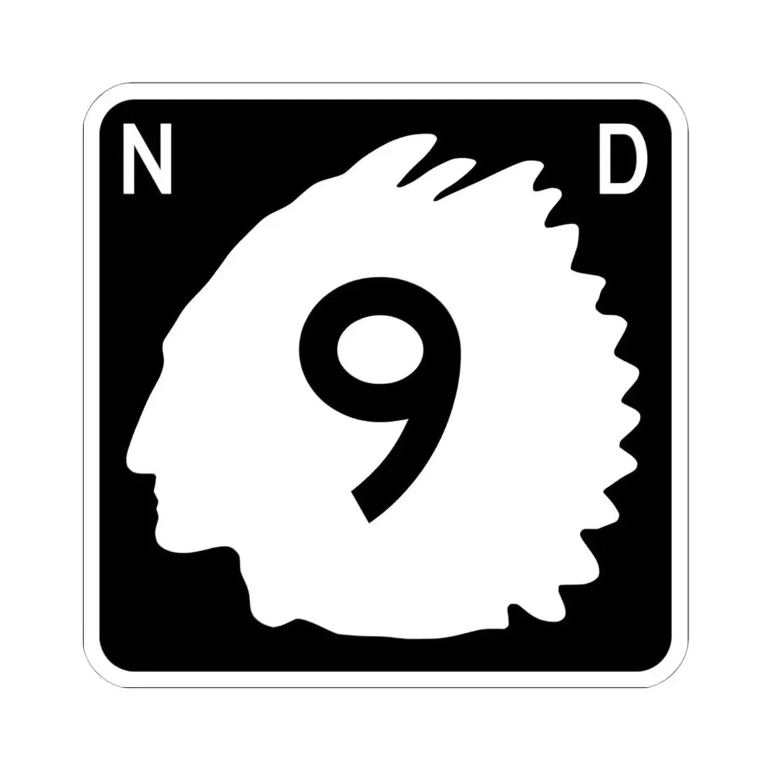 North Dakota 9 (North Dakota) (Road Sign) STICKER Vinyl Kiss-Cut Decal 6 Inch White - The Sticker Space