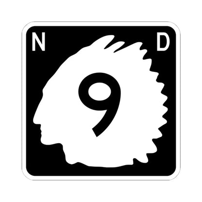 North Dakota 9 (North Dakota) (Road Sign) STICKER Vinyl Kiss-Cut Decal 6 Inch White - The Sticker Space