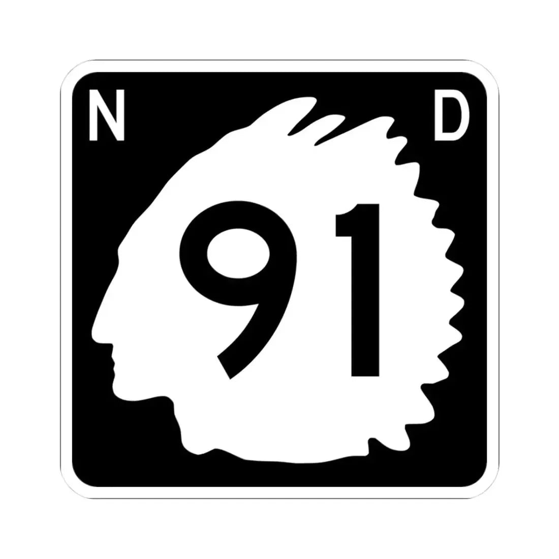 North Dakota 91 (North Dakota) (Road Sign) STICKER Vinyl Kiss-Cut Decal 3 Inch White - The Sticker Space