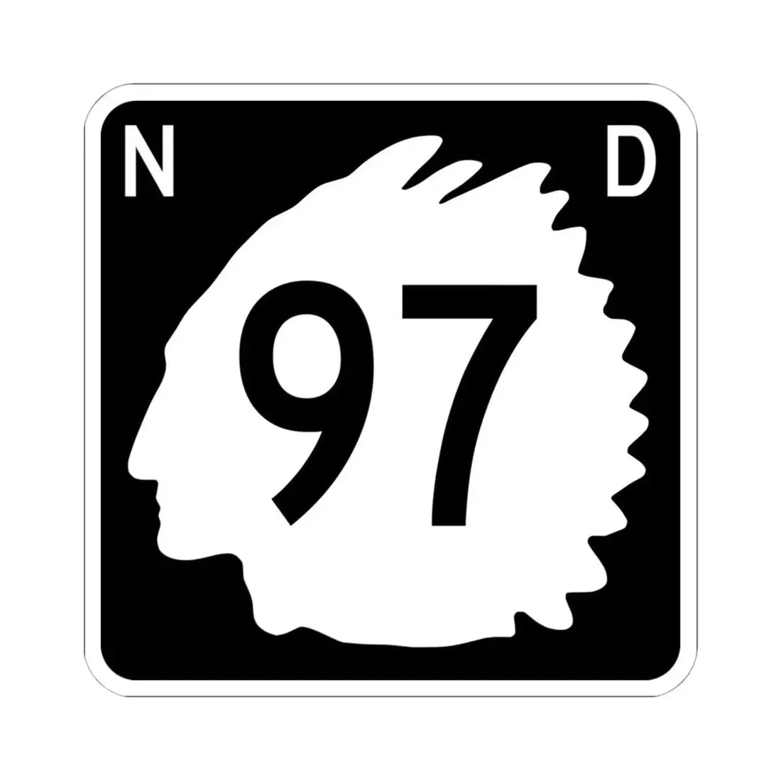 North Dakota 97 (North Dakota) (Road Sign) STICKER Vinyl Kiss-Cut Decal 6 Inch White - The Sticker Space