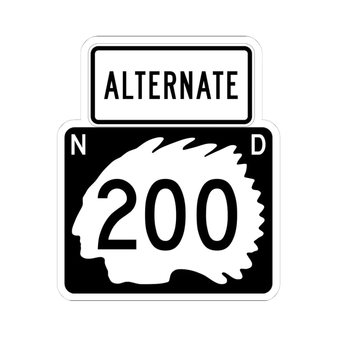 North Dakota Alt 200 (North Dakota) (Road Sign) STICKER Vinyl Kiss-Cut Decal 4 Inch White - The Sticker Space