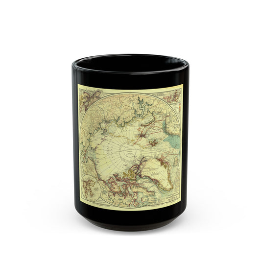 North Pole (1907) (Map) Black Coffee Mug-15oz-The Sticker Space