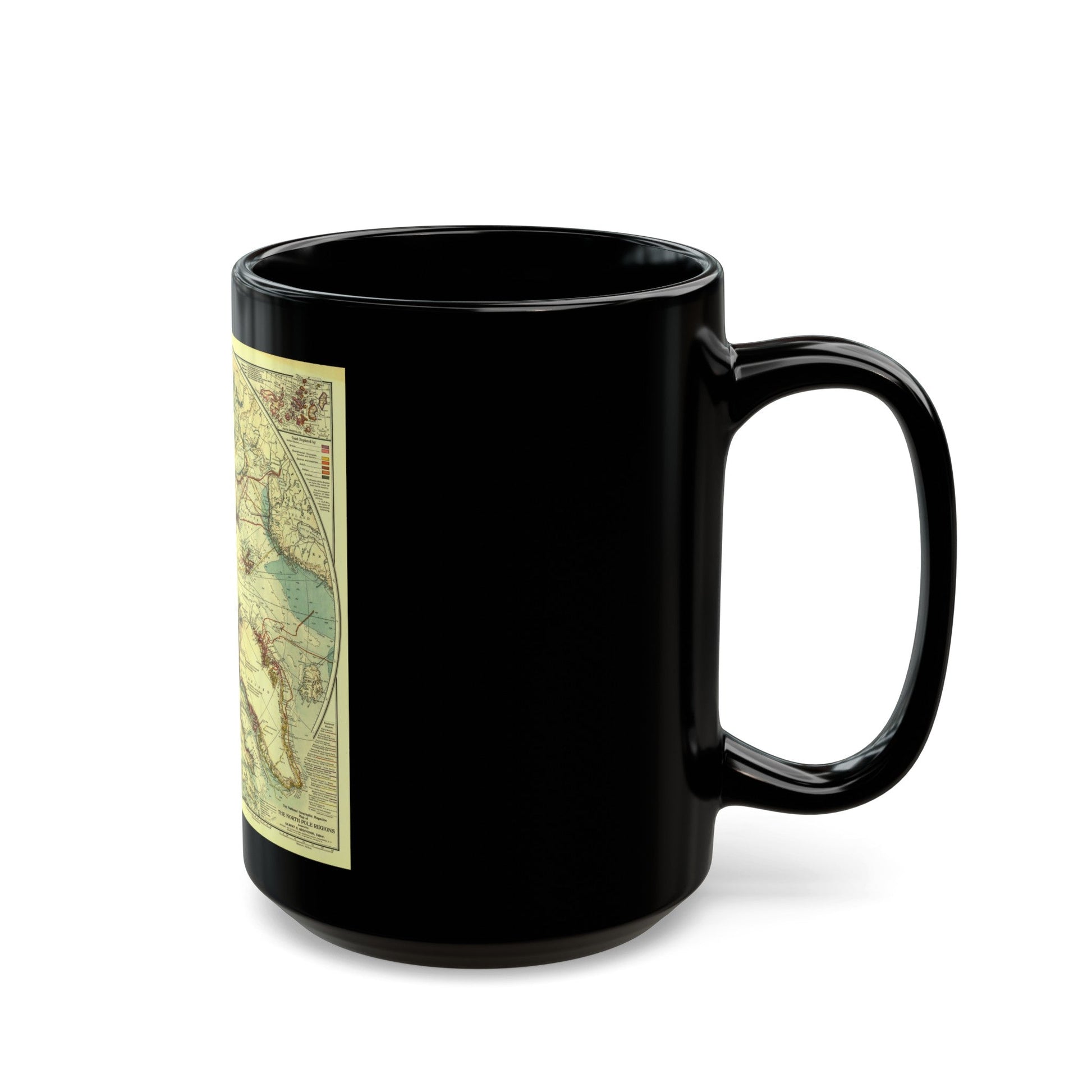 North Pole (1907) (Map) Black Coffee Mug-The Sticker Space