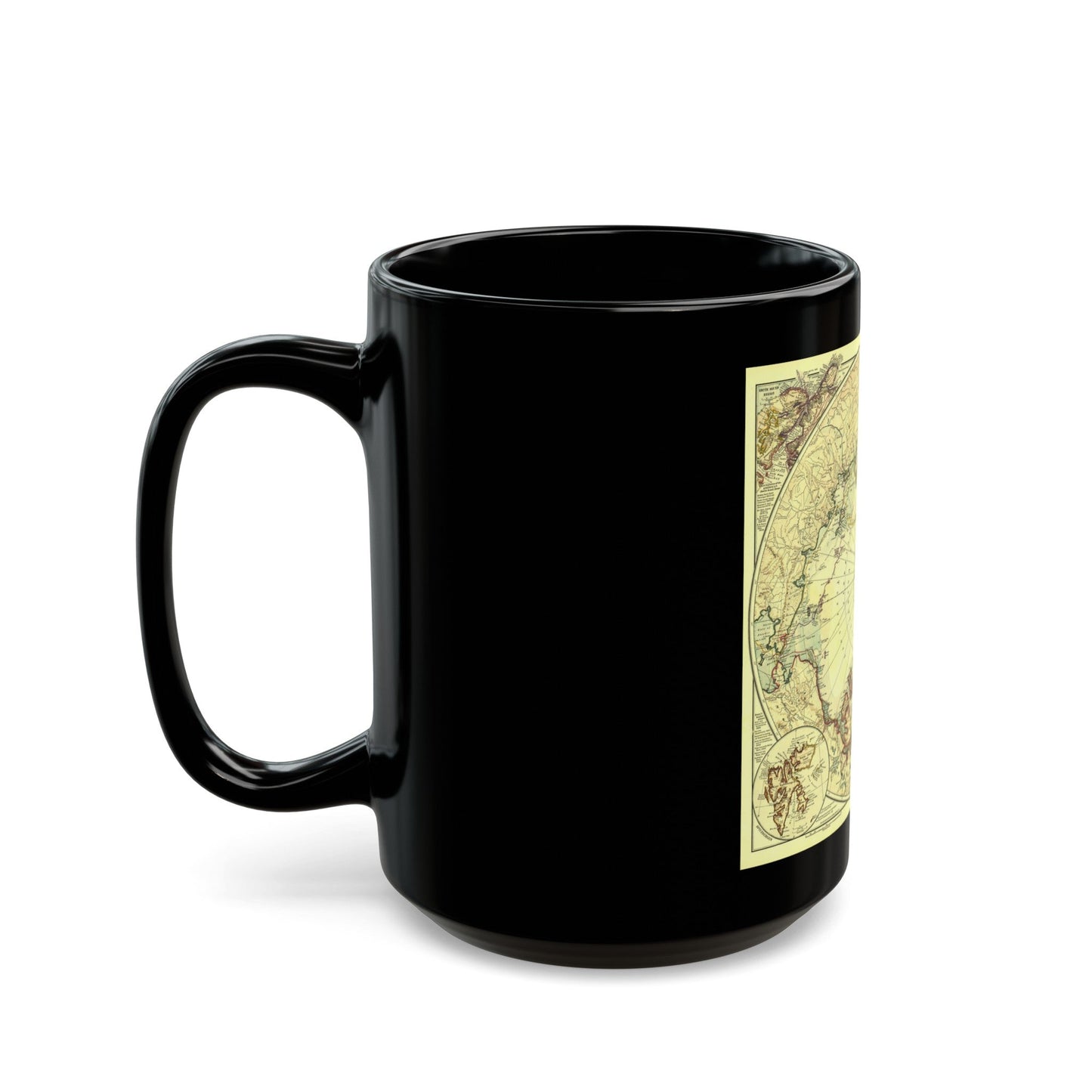 North Pole (1907) (Map) Black Coffee Mug-The Sticker Space