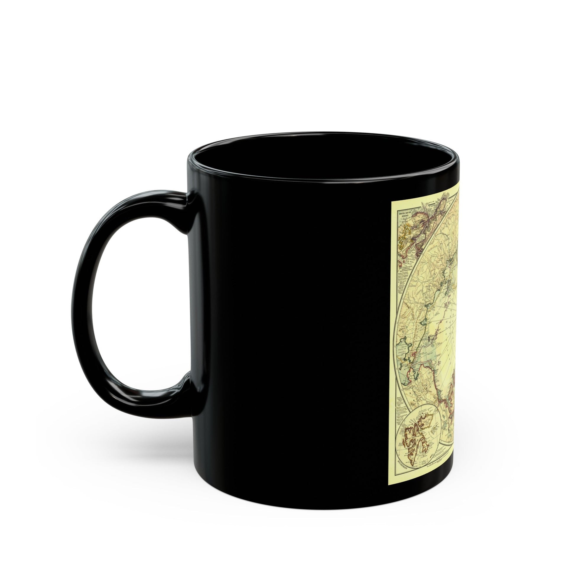 North Pole (1907) (Map) Black Coffee Mug-The Sticker Space