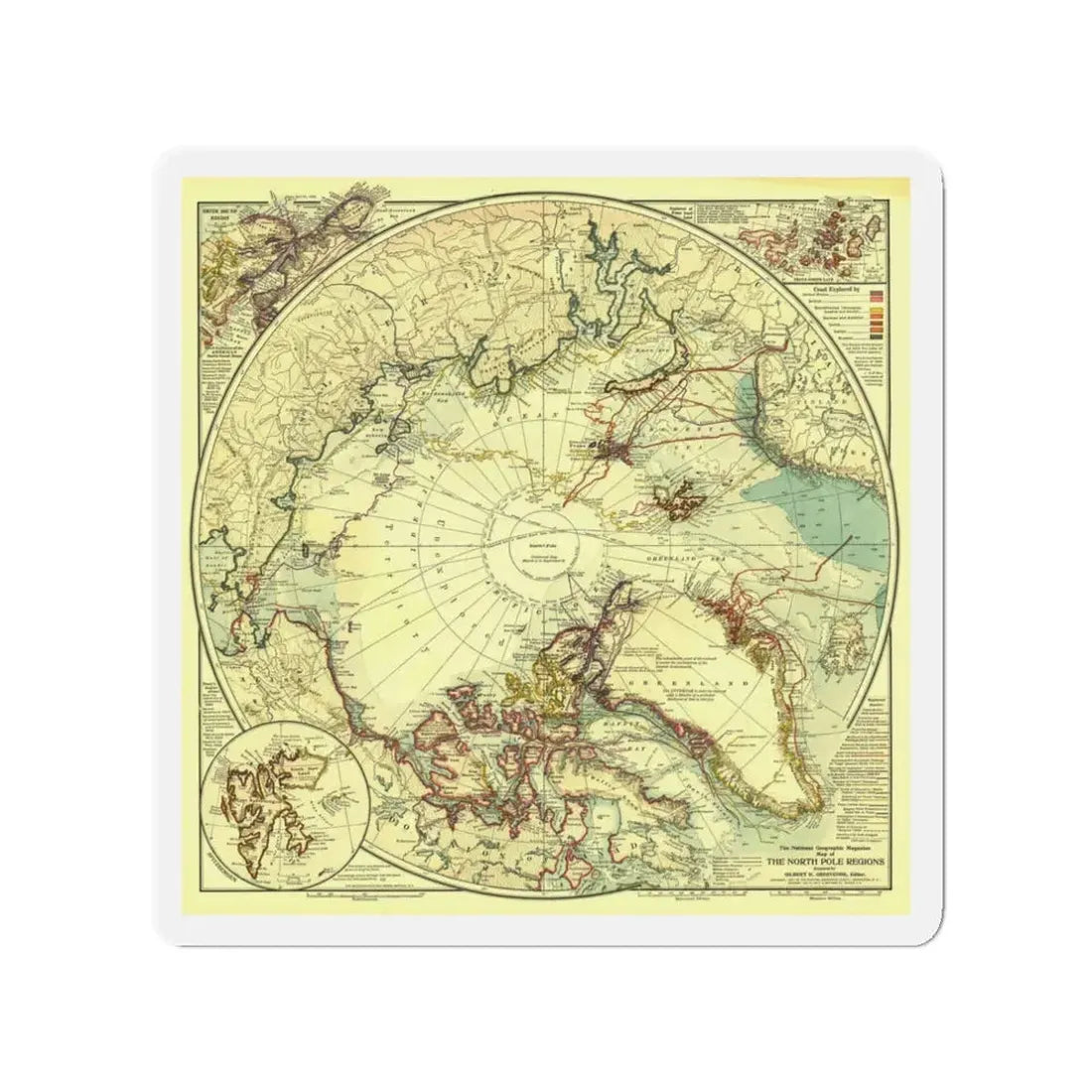 North Pole (1907) (Map) Refrigerator Magnet 3 Inch - The Sticker Space