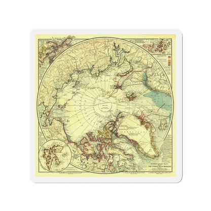 North Pole (1907) (Map) Refrigerator Magnet 3 Inch - The Sticker Space