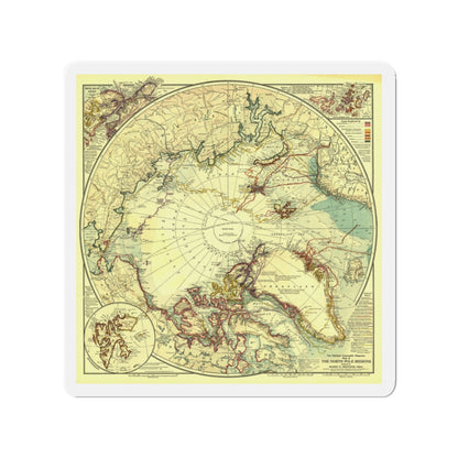 North Pole (1907) (Map) Refrigerator Magnet-3" x 3"-The Sticker Space