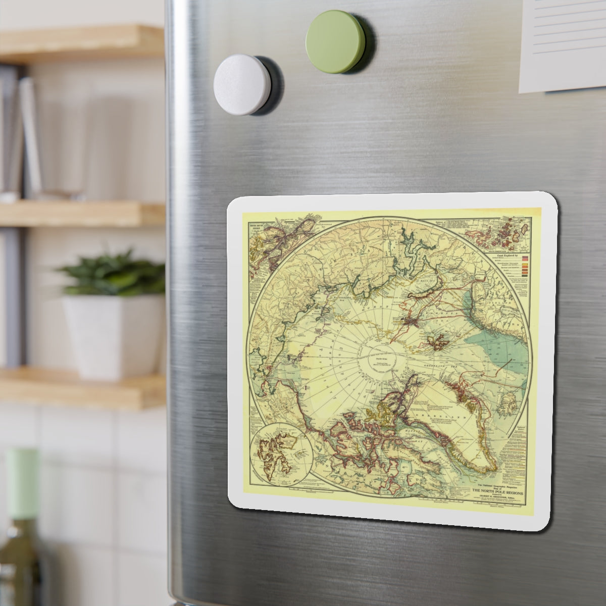 North Pole (1907) (Map) Refrigerator Magnet-The Sticker Space