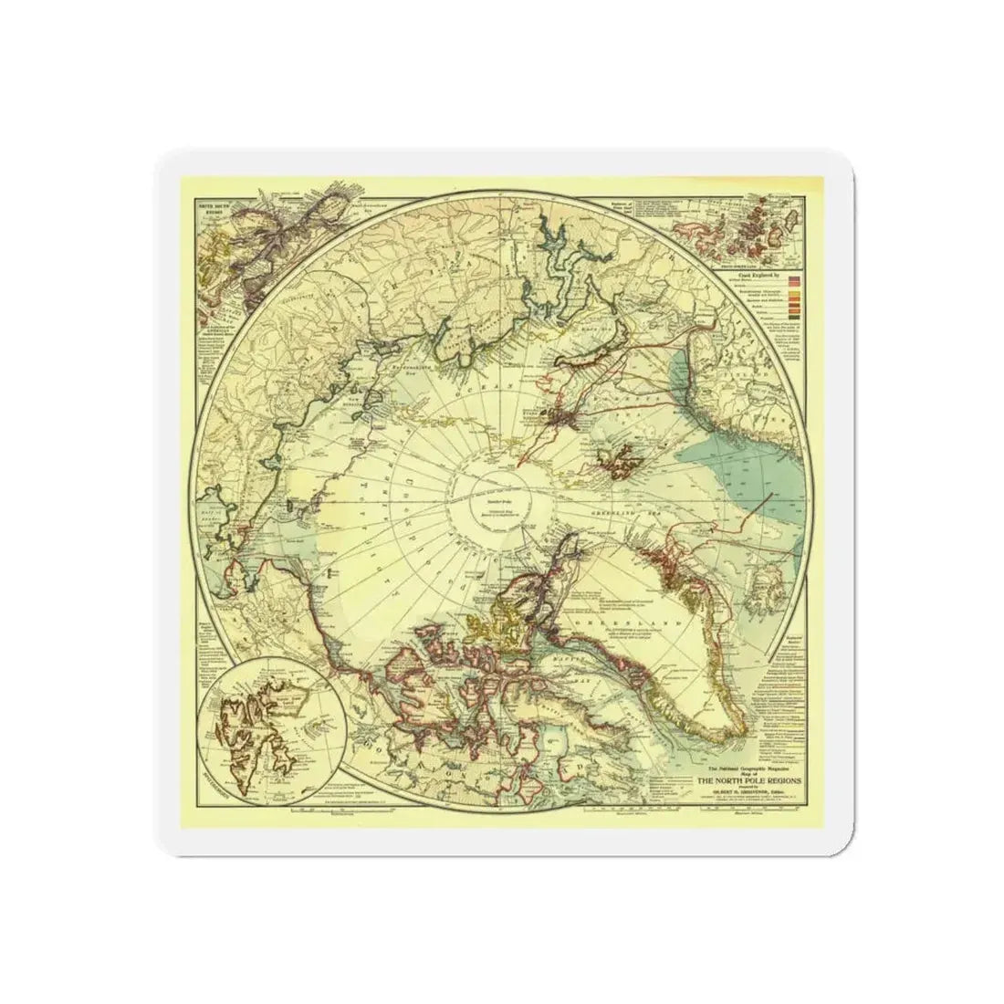 North Pole (1907) (Map) Refrigerator Magnet - The Sticker Space