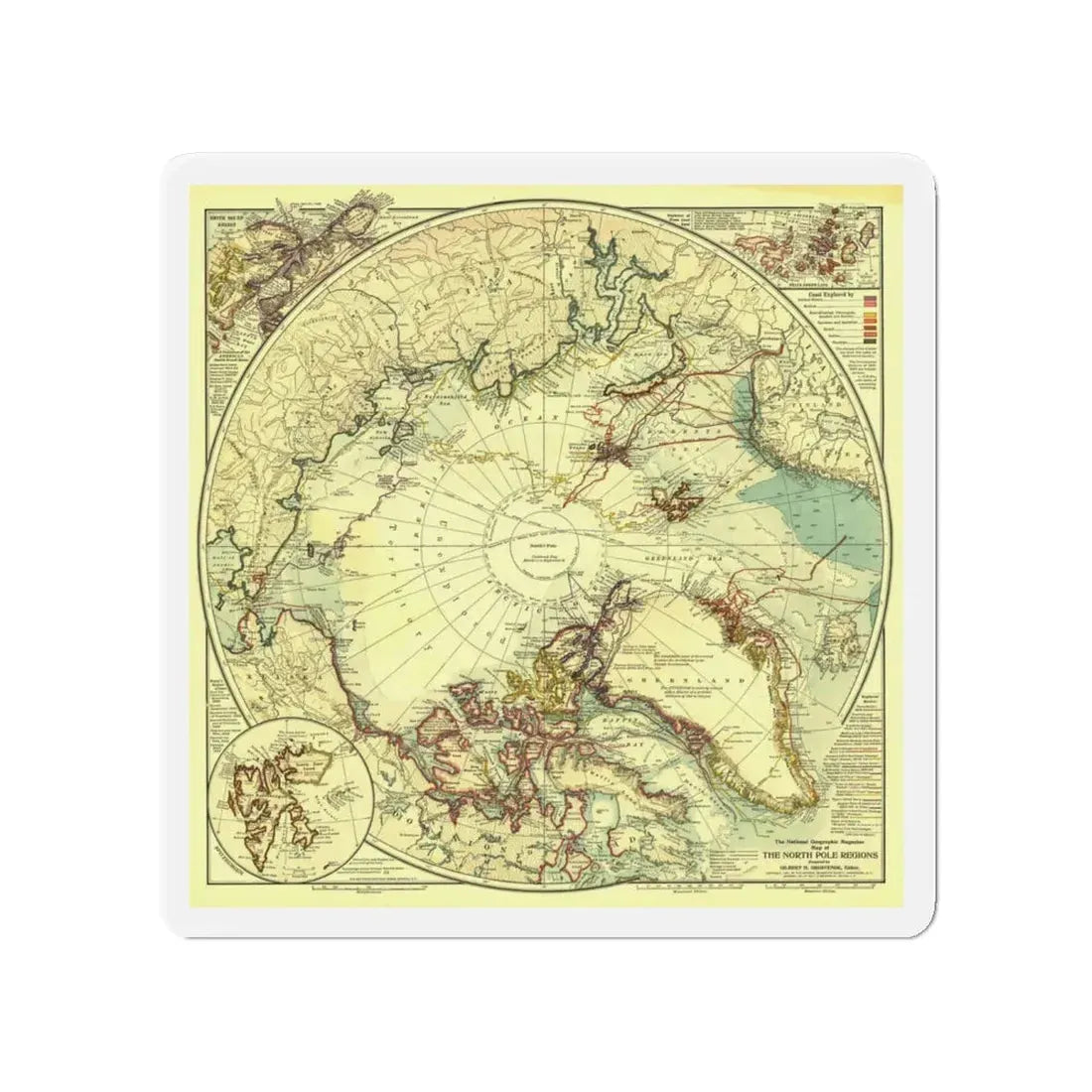 North Pole (1907) (Map) Refrigerator Magnet - The Sticker Space