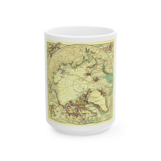 North Pole (1907) (Map) White Coffee Mug-15oz-The Sticker Space