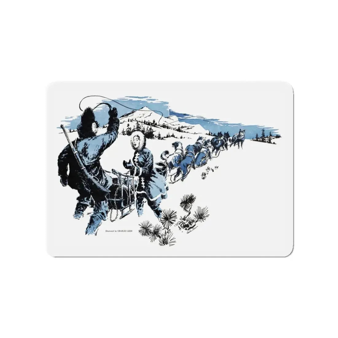 North Wind Crying, Bluebook, August 1952 (Magazine Illustration) Refrigerator Magnet 3 Inch - The Sticker Space