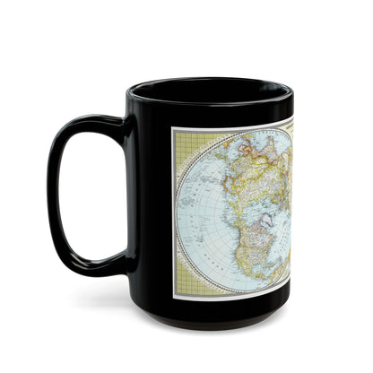 Northern and Southern Hemispheres (1943) (Map) Black Coffee Mug-The Sticker Space