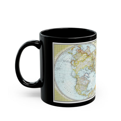 Northern and Southern Hemispheres (1943) (Map) Black Coffee Mug-The Sticker Space