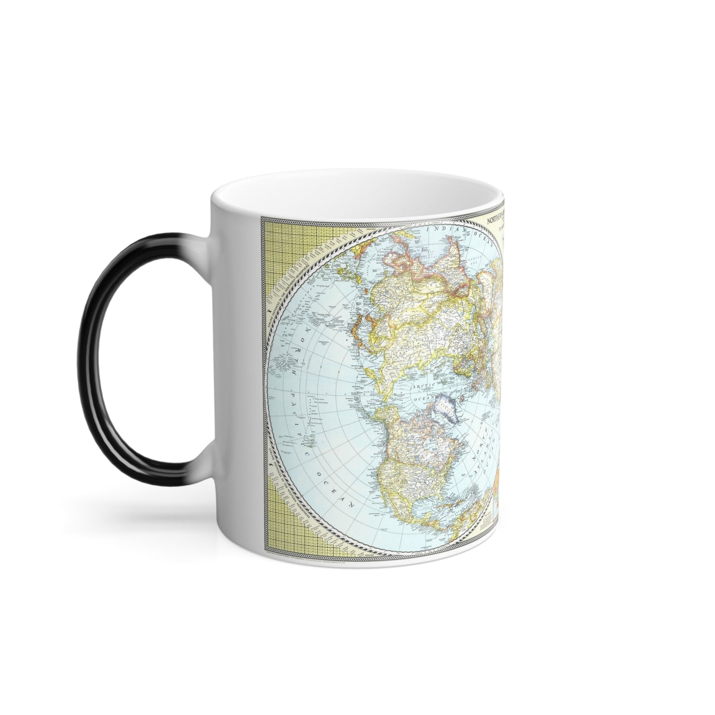 Northern and Southern Hemispheres (1943) (Map) Color Changing Mug 11oz-11oz-The Sticker Space