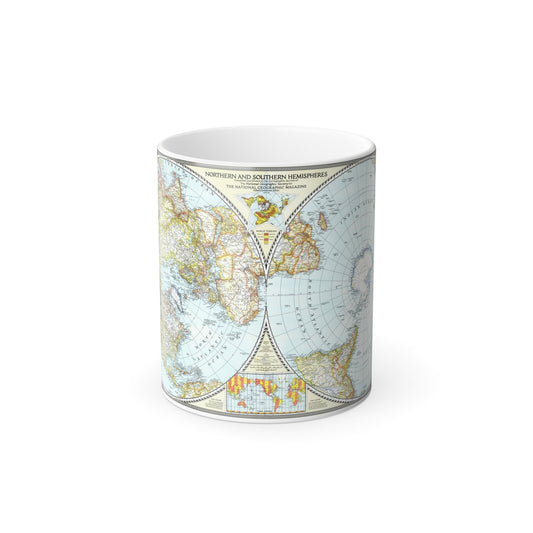 Northern and Southern Hemispheres (1943) (Map) Color Changing Mug 11oz-11oz-The Sticker Space