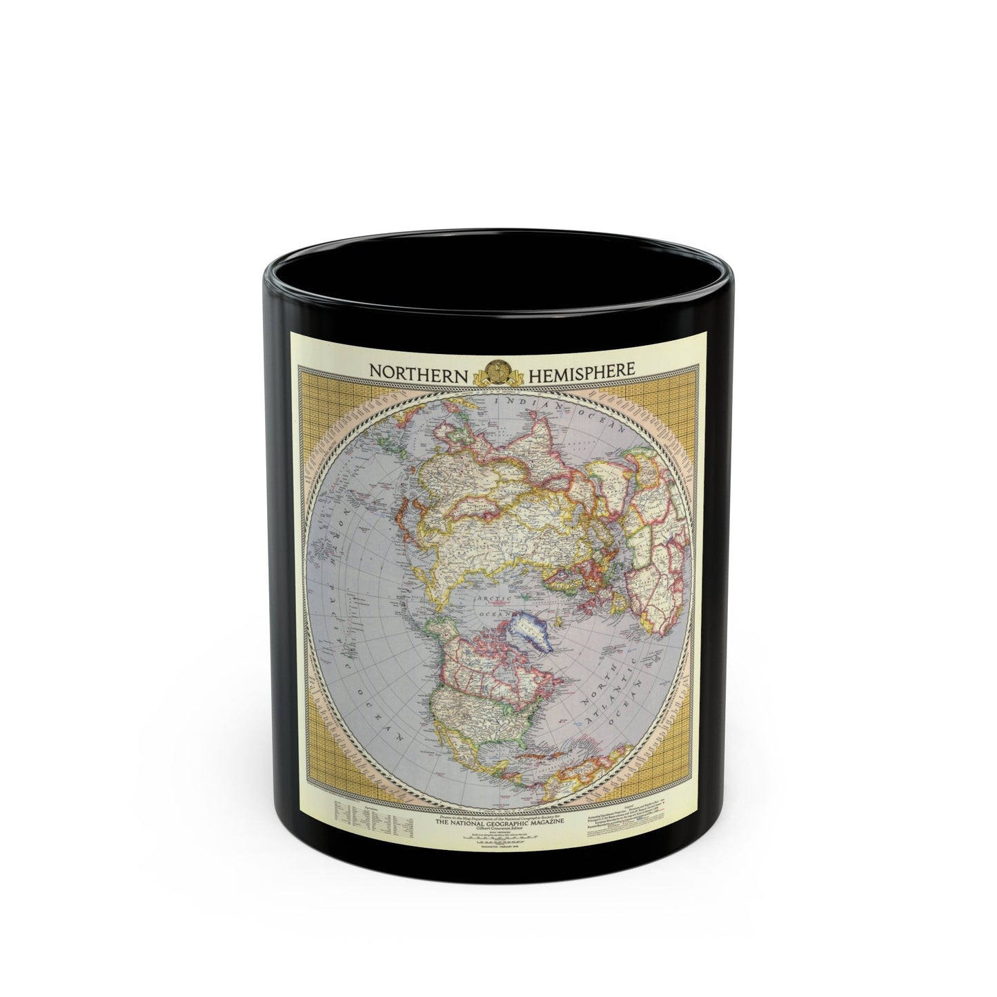 Northern Hemisphere (1946) (Map) Black Coffee Mug-11oz-The Sticker Space