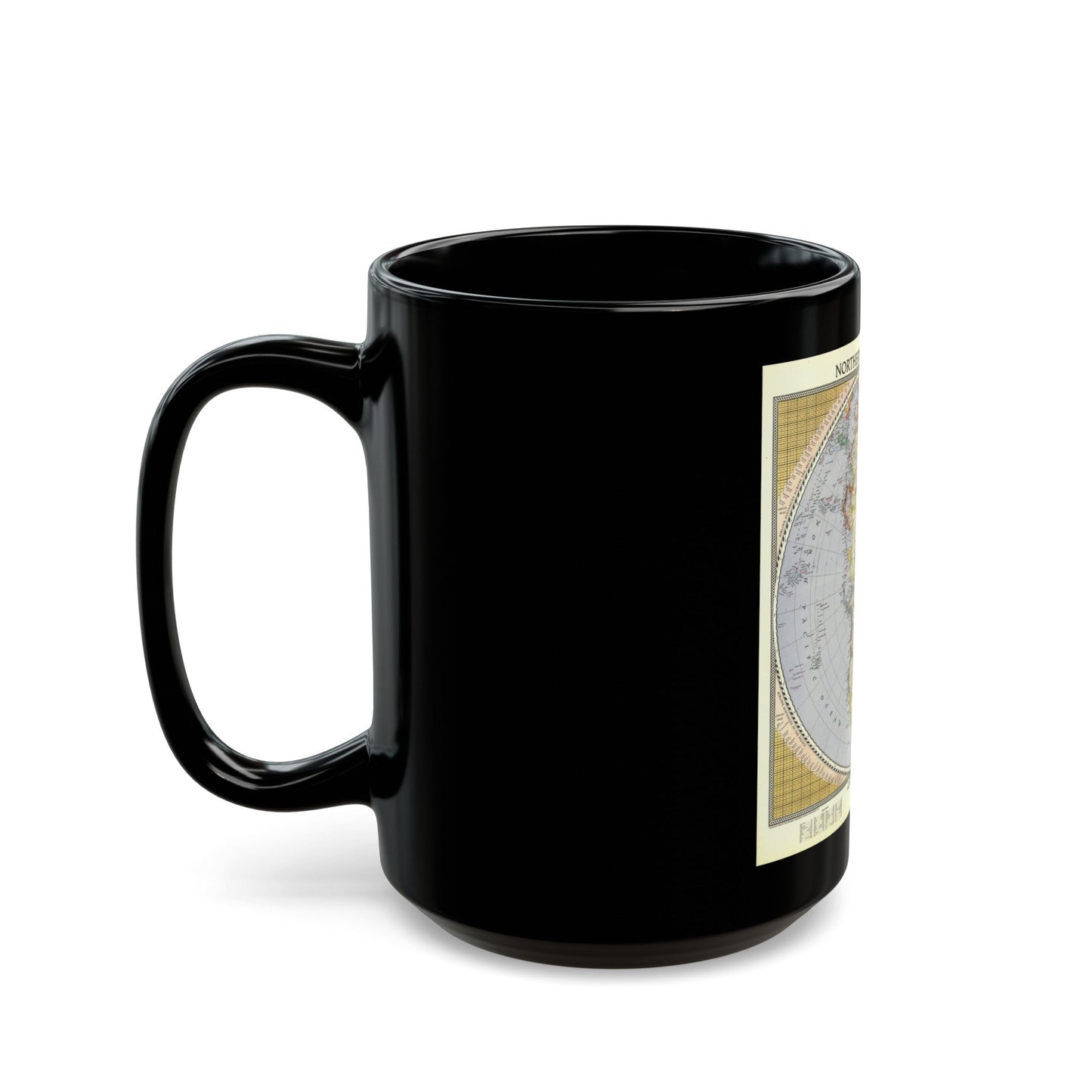 Northern Hemisphere (1946) (Map) Black Coffee Mug-The Sticker Space