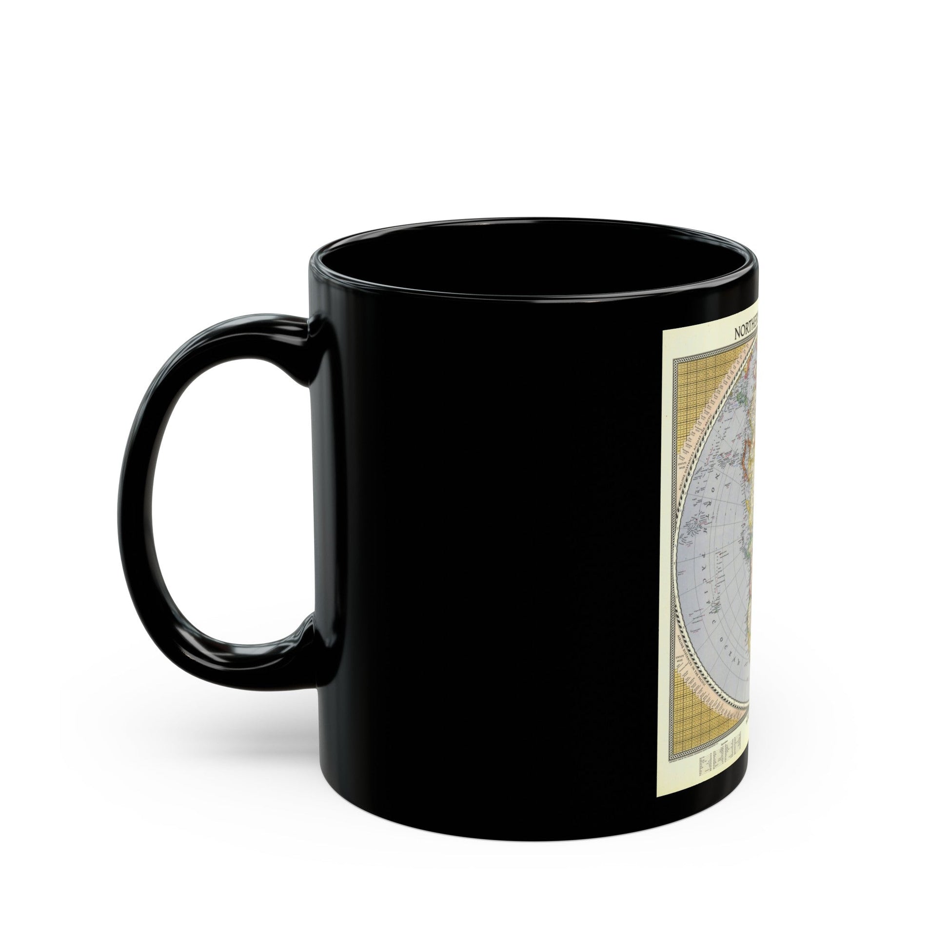 Northern Hemisphere (1946) (Map) Black Coffee Mug-The Sticker Space