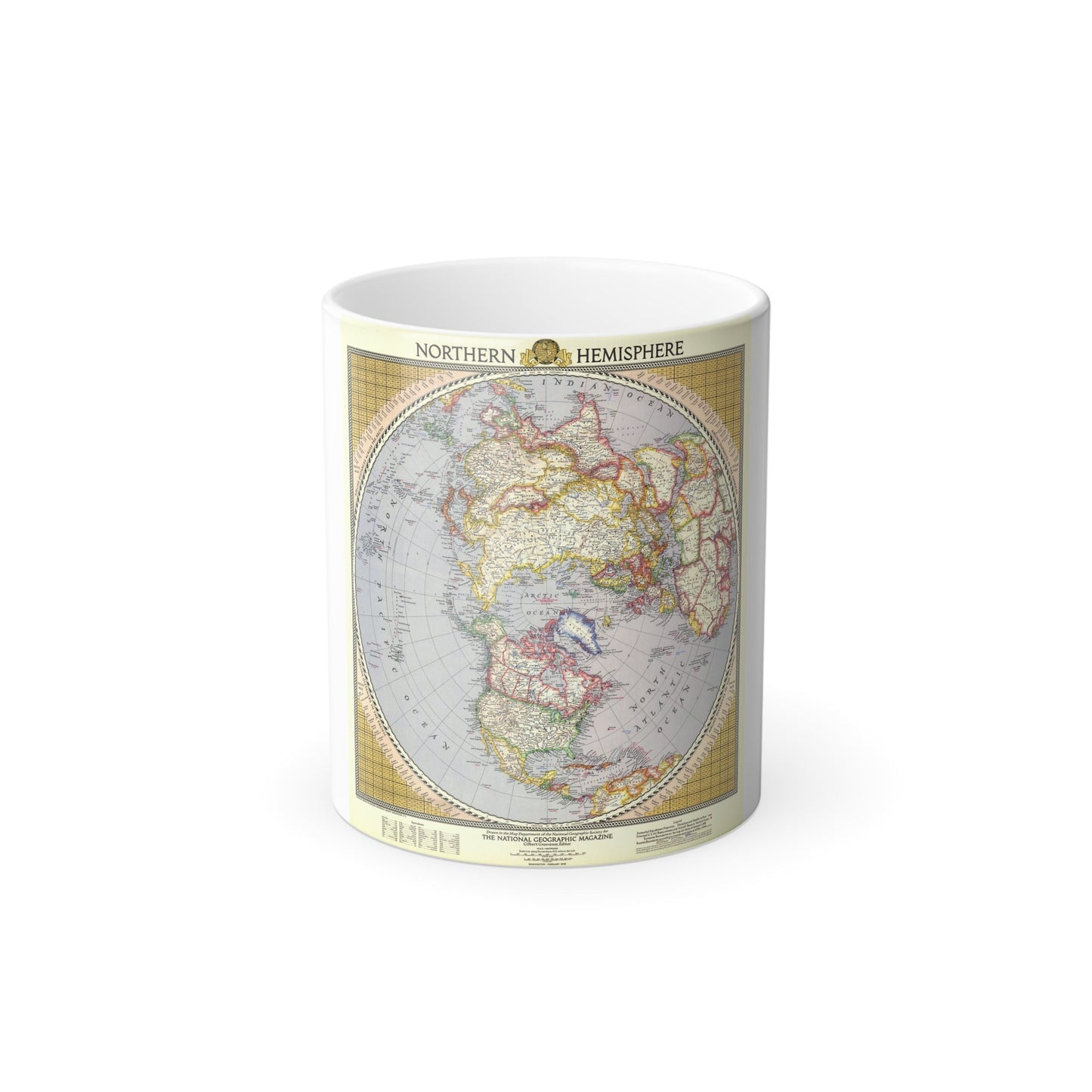 Northern Hemisphere (1946) (Map) Color Changing Mug 11oz-11oz-The Sticker Space