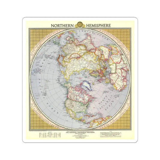 Northern Hemisphere (1946) (Map) STICKER Vinyl Kiss-Cut Decal 2 Inch White - The Sticker Space