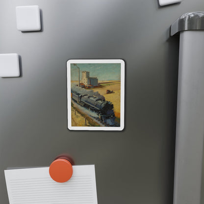 Northern Pacific at Grain Silo (Magazine Illustration) Refrigerator Magnet-The Sticker Space